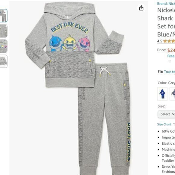 Nickelodeon Boys’ Baby Shark Hoodie and Jogger Set for Toddler Kids size 3T - Picture 1 of 7